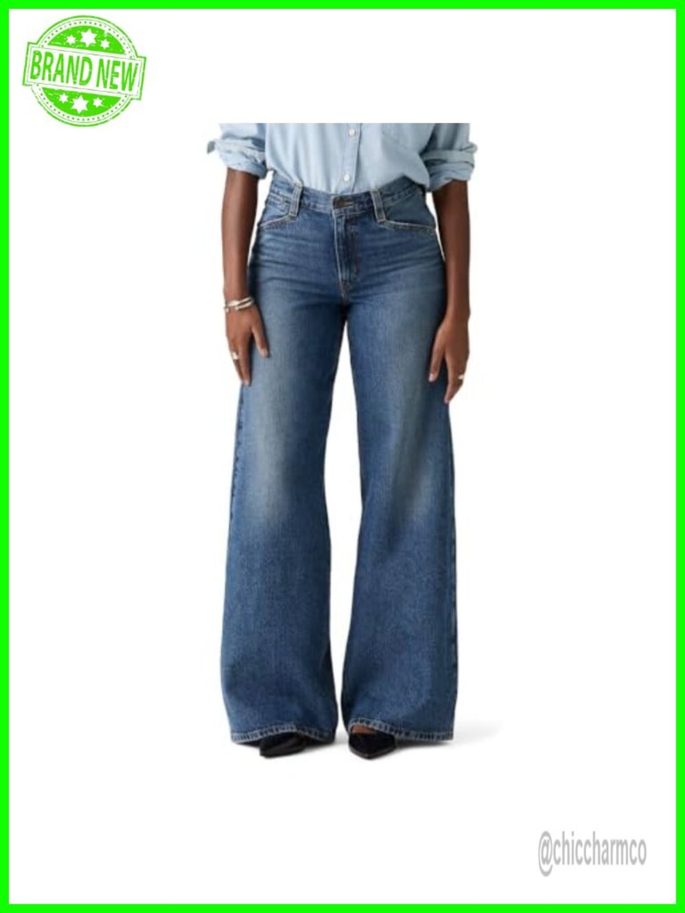 Women's 94 Baggy Wide Leg Jeans Non-Stretch Mid Rise Denim